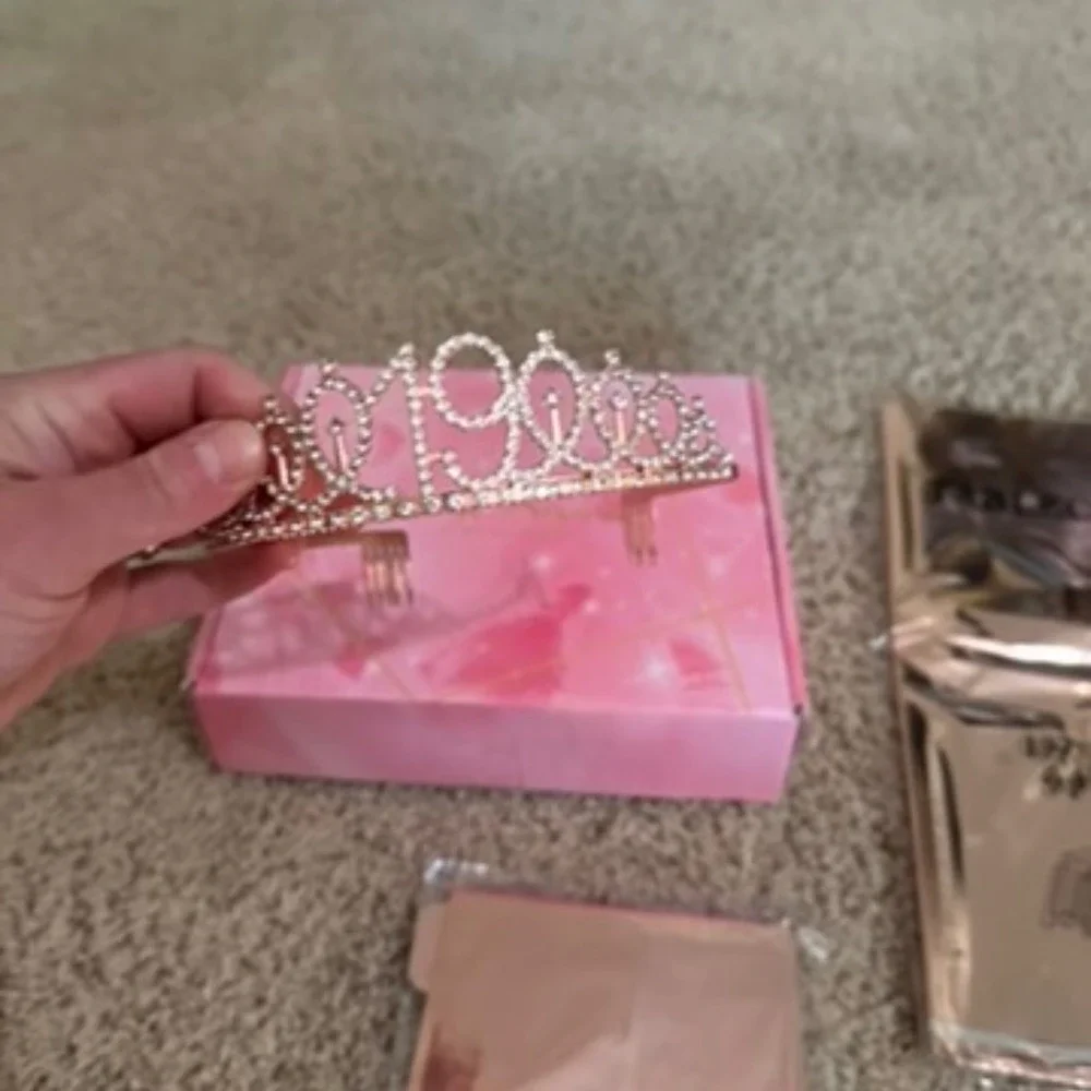 19th Birthday Decorations‎ Rose Gold Party Supplies Set Tiara Tablecover